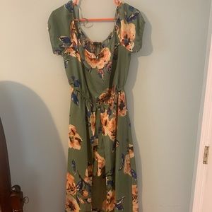Floral shorts romper with train